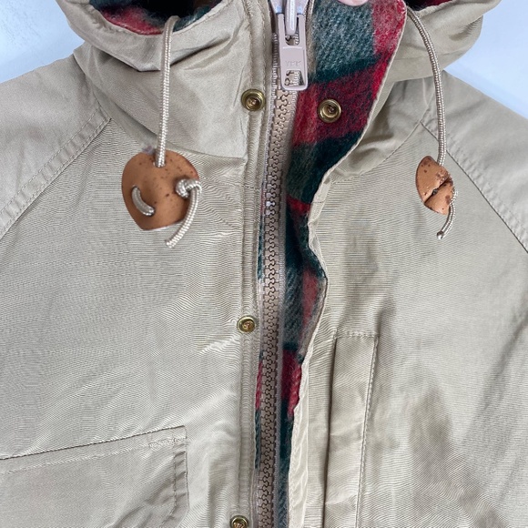 Vintage Woolrich Woman Chore Coat S Wool Lined Plaid Barn Utility Fisherman - Picture 7 of 16